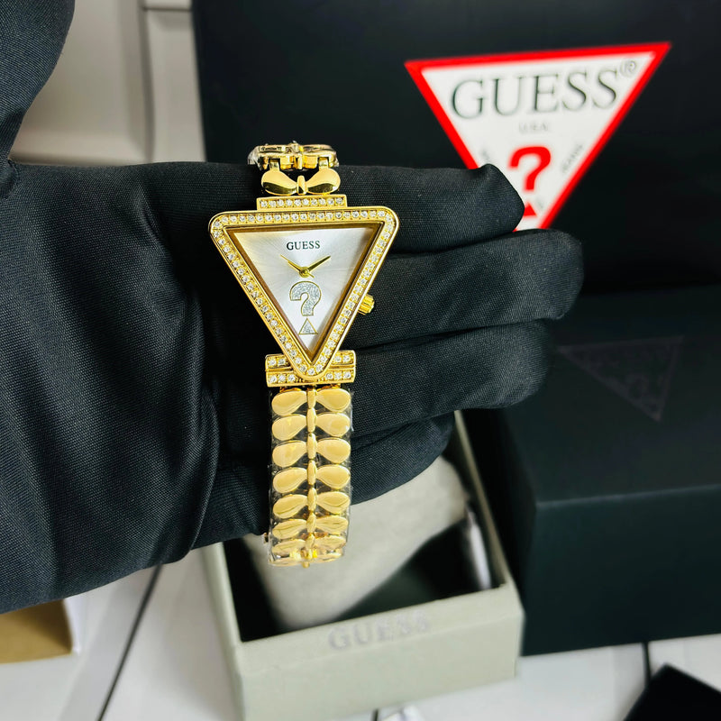 Gold-Tone Crystal Triangle Analog Watch