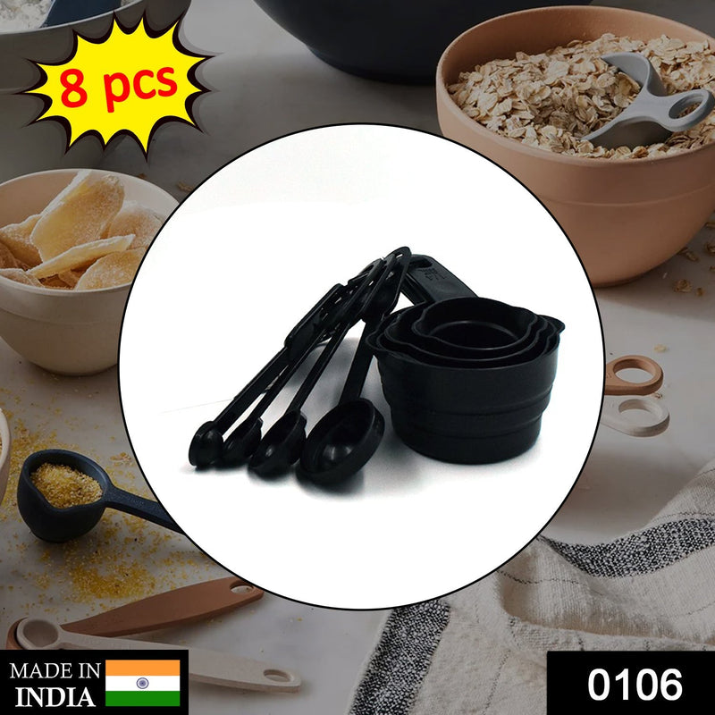 106 Plastic Measuring Cups and Spoons (8 Pcs, Black) holeseller