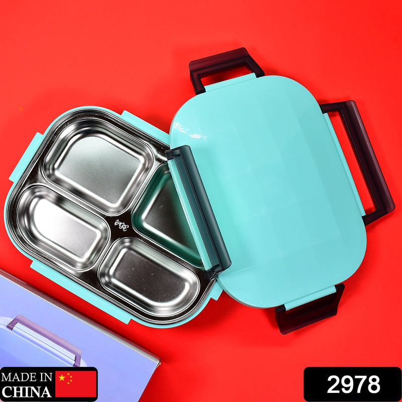 2978 Lunch Box for Kids and adults, Stainless Steel Lunch Box with 4 Compartments. DeoDap