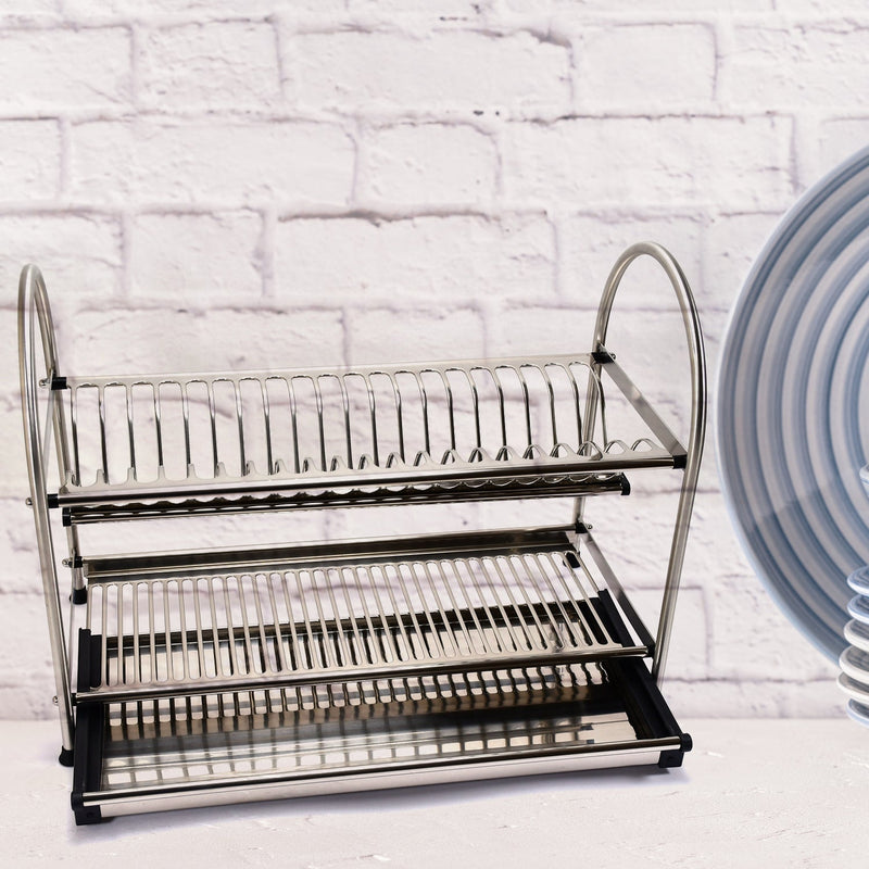 7672 Dish Rack Stainless Steel Rack 2layer Rack For Home & Kitchen Use DeoDap