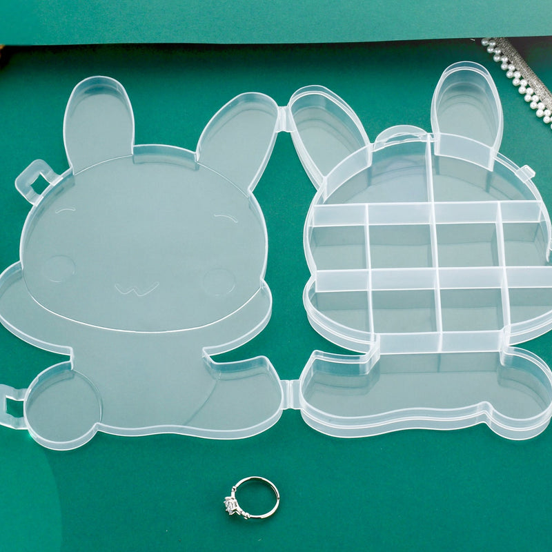 6557 Transparent Cartoon Bear Clear Plastic Storage Box Jewelry Box Jewelry Organizer Holder Cabinets For Small objects (1 Pc Mix Color)