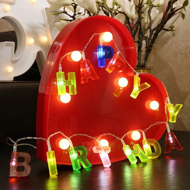 4815 Decoratives Plastic Happy Birthday 13 LED Letter Battery Operated String Lights, Outdoor String Lights (Multicolour) DeoDap