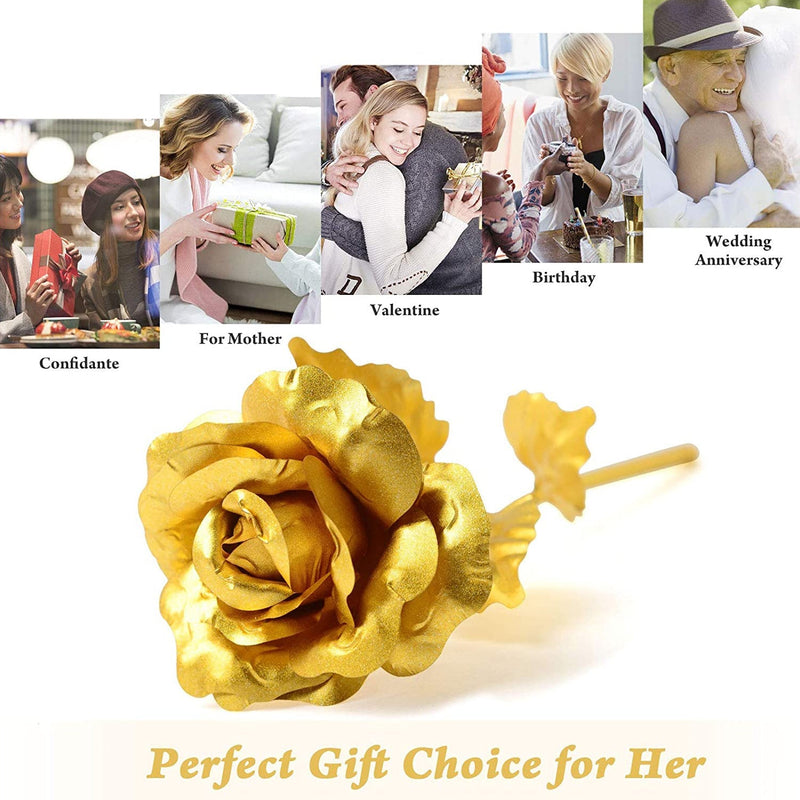 0606 Luxury Decorative Gold Plated Artificial Golden Rose with Premium Box DeoDap