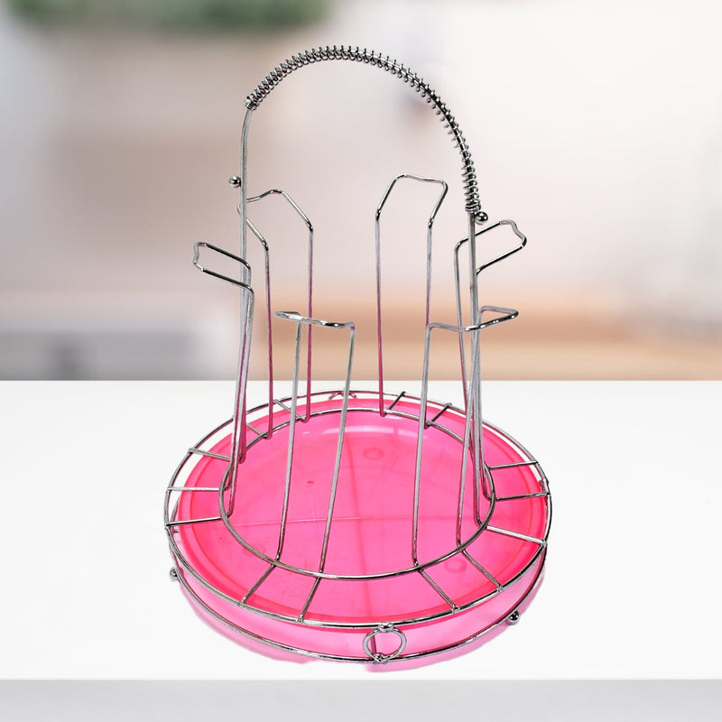 5252 Glass Holder with Tray For Kitchen & Home Use DeoDap