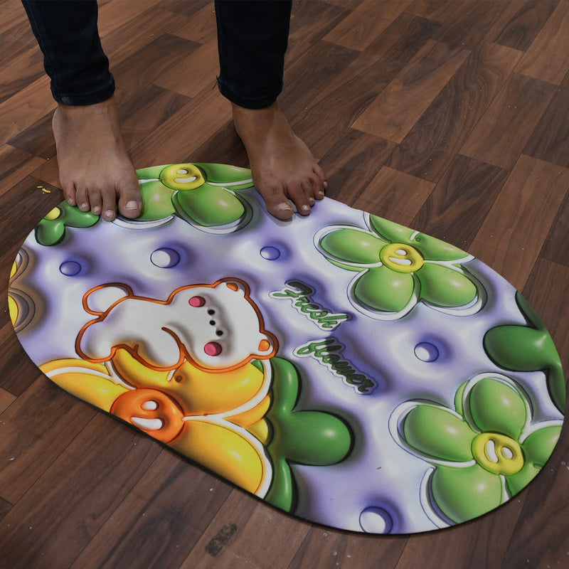 4598  3D Visual Anti-Slip Absorbent Mat New Soft Super Absorbent Floor Mats, Cute Flowers Shower Drying Bathroom Mat