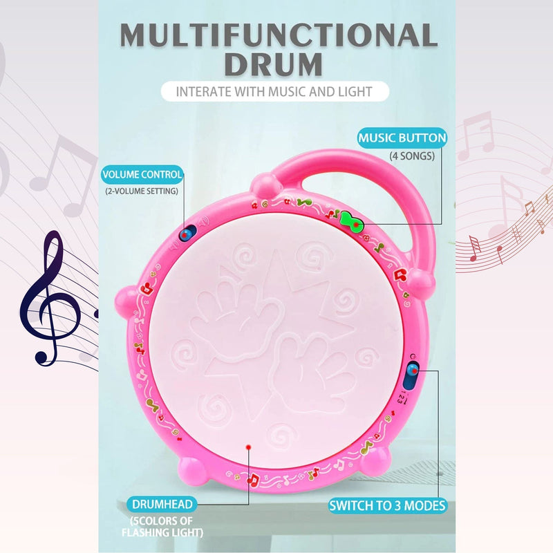 4461 Flash Drum Toys for Kids with Light & Musical Sound Colorful Plastic Baby Drum Musical Toys for Children Baby Toy Instrument Best Gift for Boys & Girls. DeoDap