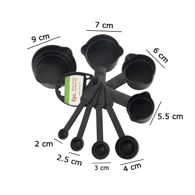 106 Plastic Measuring Cups and Spoons (8 Pcs, Black) holeseller