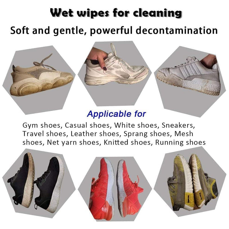 Shoe Cleaning Wet Wipes Fast Scrubbing Shoes Cleaning Tissue, Sneakers Non-Woven Detergent Quick Wipes Disposable Travel Portable Removes Dirt, Stains(1 Set 80 Pcs & 30 Pcs )