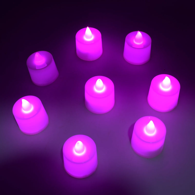 6632B Pink Flameless LED Tealights, Smokeless Plastic Decorative Candles - Led Tea Light Candle For Home Decoration (Pack Of 8pc) ( Diya , Divo , Diva , Deepak , Jyoti)