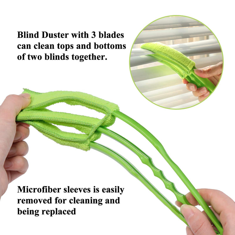 7729 Window Blind Cleaner Duster Brush with Microfiber Sleeves - Blind Cleaner Tools for Window Shutters Blind Air Conditioner Jalousie Dust