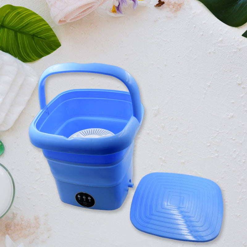 7271 Mini Washing Machine Foldable Mini Washer with Drain Basket Portable Washing Machine Foldable for Laundry Travel Camping RV Baby Clothes