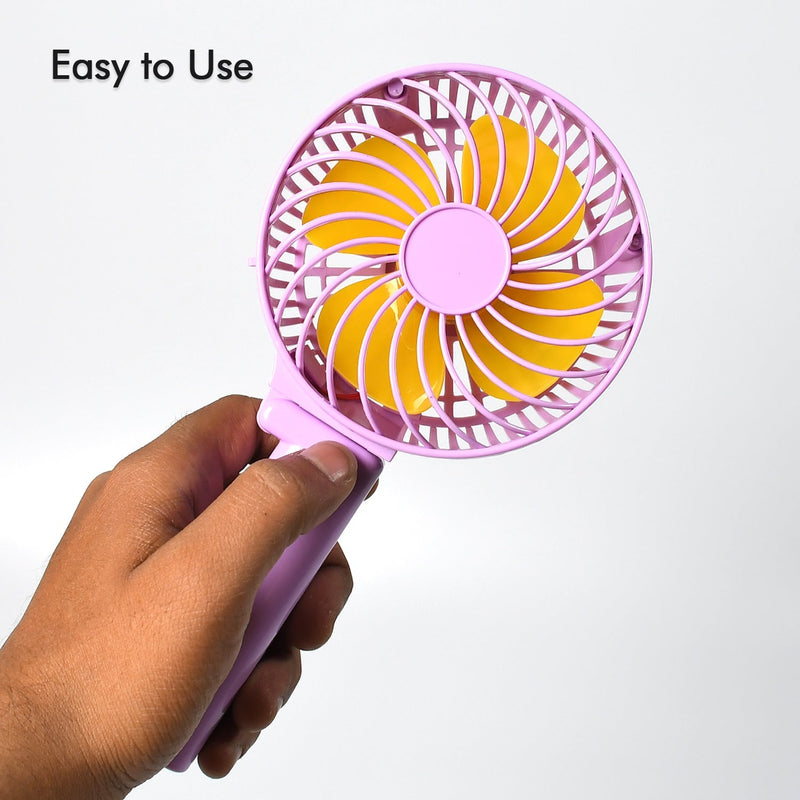 7604 Portable Mini handy Fan & Personal Table Fan | Rechargeable Battery Operated Fan Suitable for Kids, Women, Makeup Artist, Home Office DeoDap