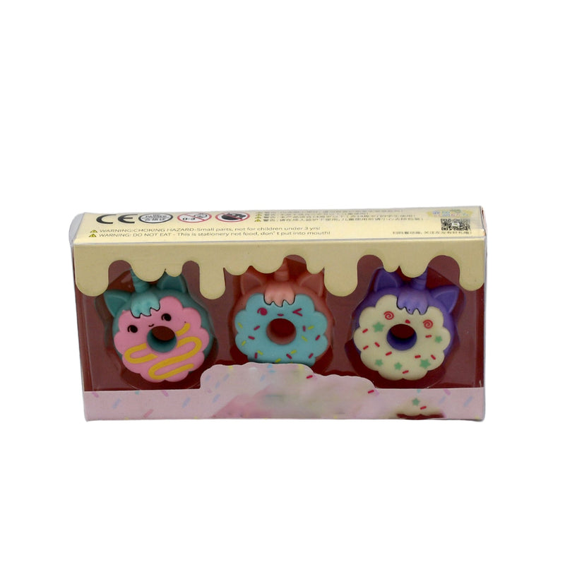 4573 Tree Small Sized Cartoon Themed Non-Toxic Donut Erasers, School Stationery | for Kids - Boys & Girls | Birthday Gift |Return Gift (3pc Set)