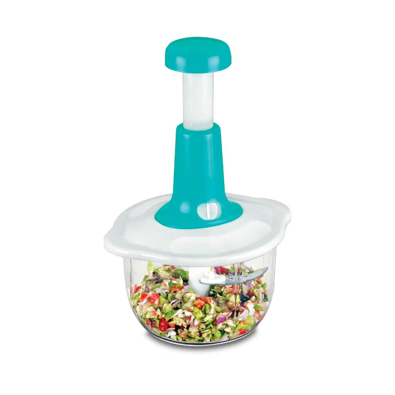 2464 Hand Press Fruits and Vegetable 2 in 1 Push Chopper for Kitchen, 3 Sharp Stainless Steel Blades (1600Ml) DeoDap