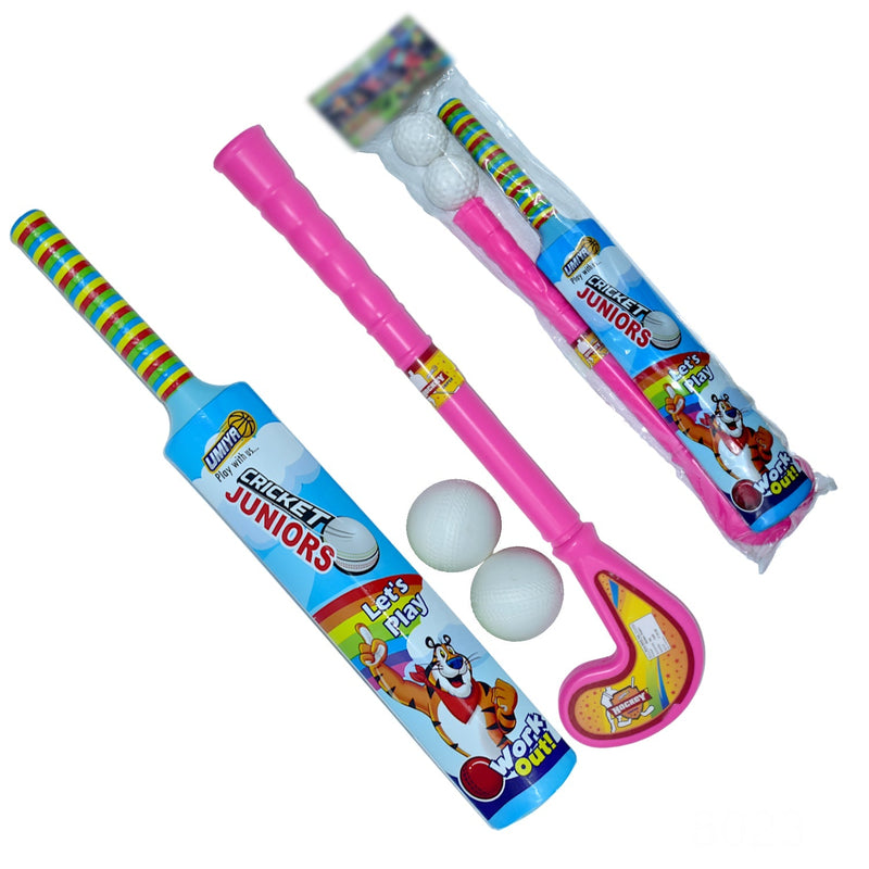 8023 Combo of Light Weight Plastic Bat, Ball & Hockey for Kids DeoDap