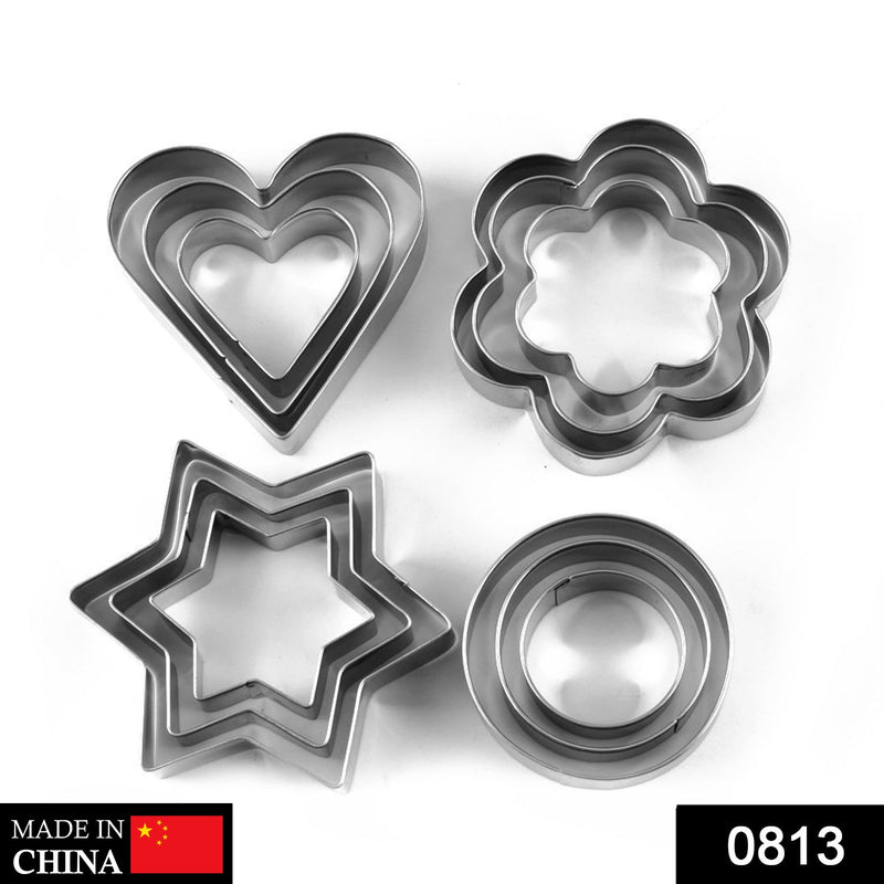 0813 Cookie Cutter Stainless Steel Cookie Cutter with Shape Heart Round Star and Flower (12 Pieces) DeoDap