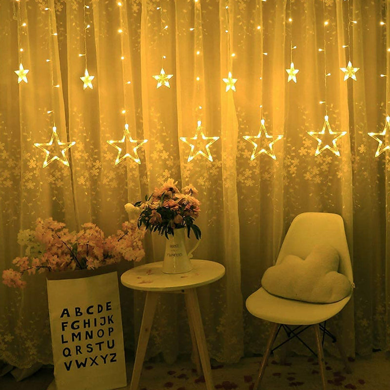 1278 12 STARS CURTAIN STRING LIGHTS, WINDOW CURTAIN LIGHTS WITH 8 FLASHING MODES DECORATION FOR FESTIVALS