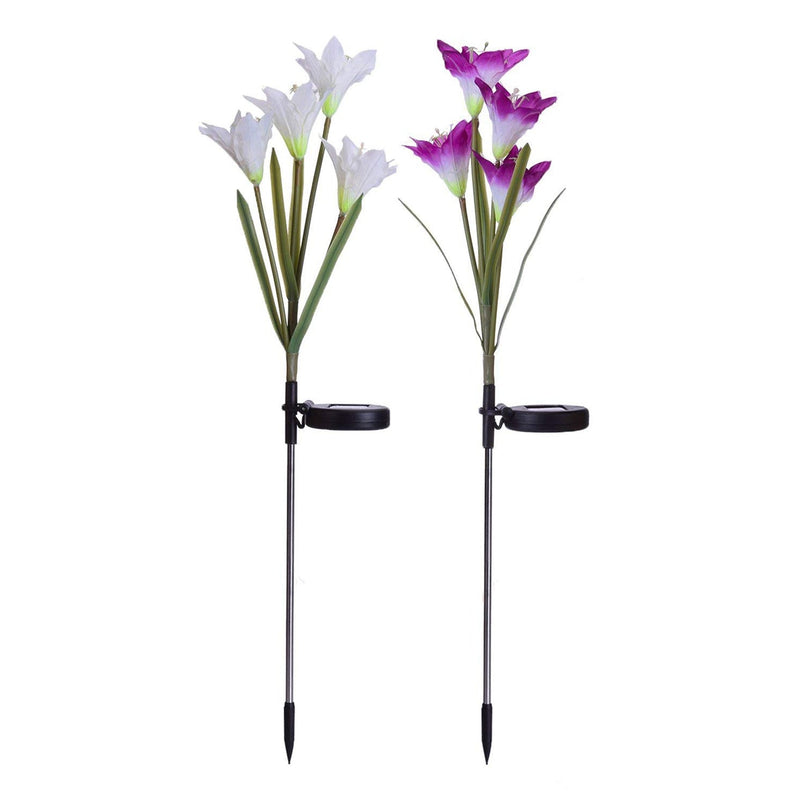 6616B Waterproof Outdoor Solar Lily Flower Stake Lights ( Pack Of 2 pcs ) DeoDap