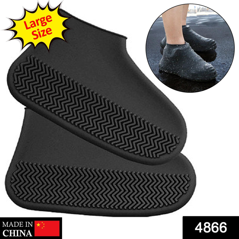 4866 Non-Slip Silicone Rain Reusable Anti skid Waterproof Fordable Boot Shoe Cover ( Large ) DeoDap