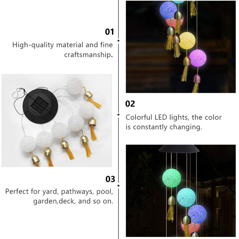 8318 Solar Crystal Ball Wind Chime, Color Changing Solar Powered LED Hanging Wind Chime Light Mobile for Patio Yard Garden Home Outdoor Night Decor, Gifts