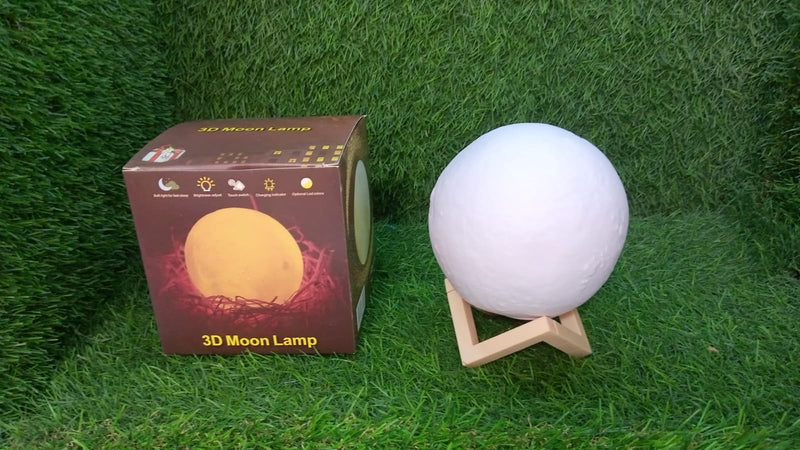 6263A Moon Lamp3D Printing LED Night Light Moon Light with Stand, Warm & Cool, USB Rechargeable for Kid Lover Birthday Day Gift