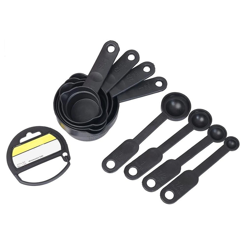 106 Plastic Measuring Cups and Spoons (8 Pcs, Black) holeseller