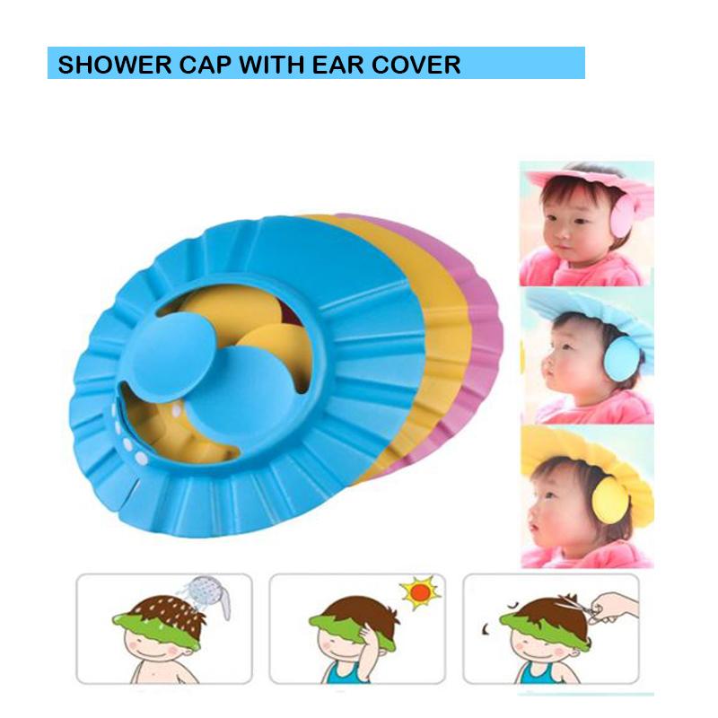 0378 Adjustable Safe Soft Baby Shower cap holeseller