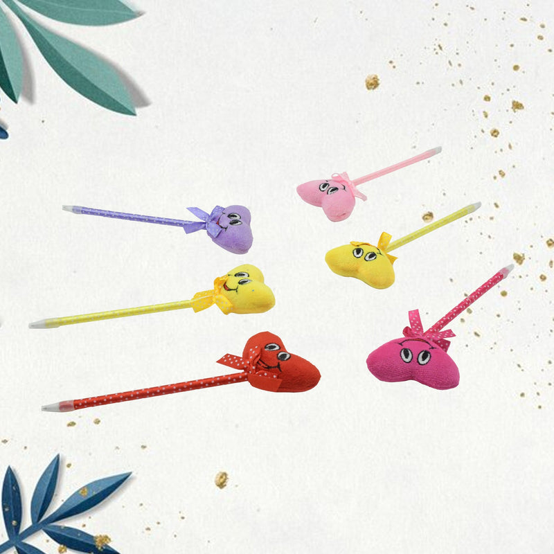 4292 Cute Cartoon Shape & Heart Design Facy Writting Pen Attached Rattle | Ball Pen Smooth Writing For Wedding , Events & Multiuse Pen  Best Pen l Use for Kids (12 Pcs Set Mix Design & Color)