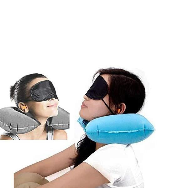 505 -3-in-1 Air Travel Kit with Pillow, Ear Buds & Eye Mask holeseller WITH BZ LOGO