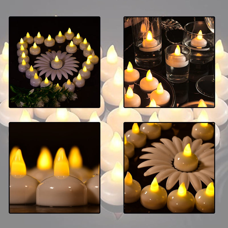 6439 Set of 12 Flameless Floating Candles Battery Operated Tea Lights Tealight Candle - Decorative, Wedding. DeoDap