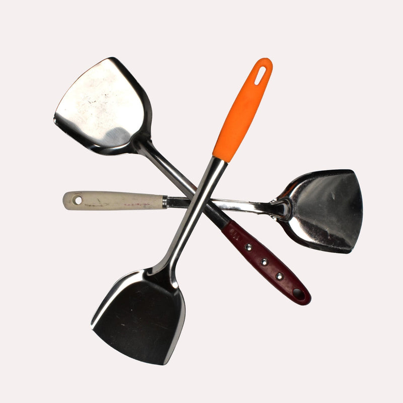 7004 Stainless Steel Pot Shovel Kitchenware Colander Spatula Porridge Spoon Stainless Steel Spoon Household Kitchen Spatula(35.5 cm) DeoDap