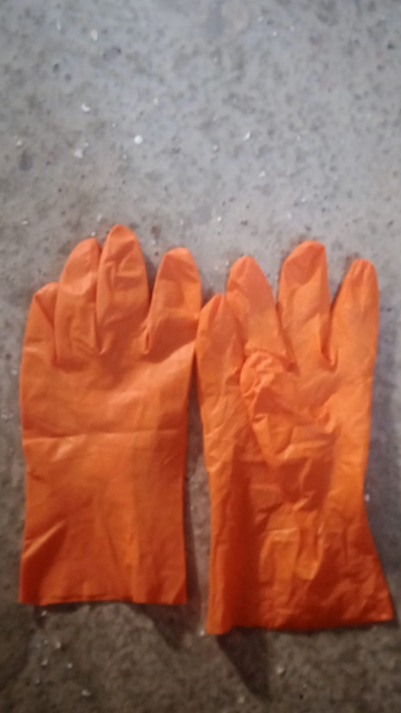 0621 Multipurpose Rubber Reusable Cleaning Gloves, Reusable Rubber Hand Gloves I Latex Safety Gloves I for Washing I Cleaning Kitchen I Gardening I Sanitation I Wet and Dry Use Orange Gloves (1 Pair 40 Gm)