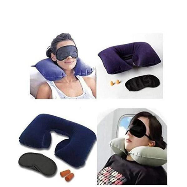 505 -3-in-1 Air Travel Kit with Pillow, Ear Buds & Eye Mask holeseller WITH BZ LOGO