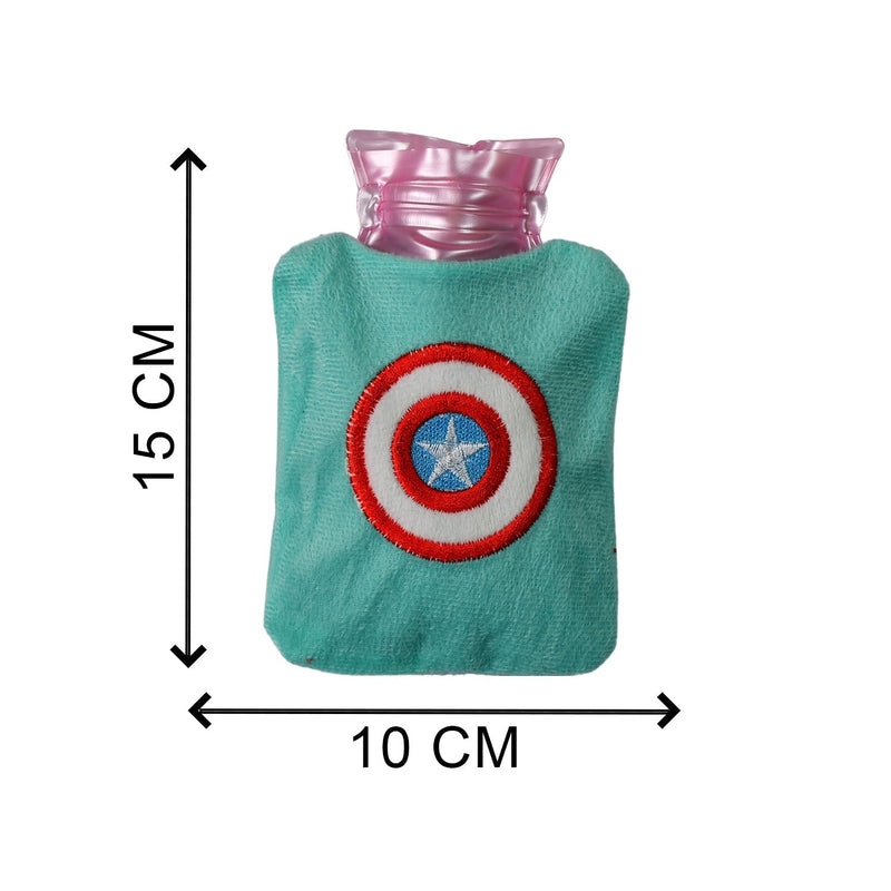 6517 Captain America's Shield small Hot Water Bag with Cover for Pain Relief, Neck, Shoulder Pain and Hand, Feet Warmer, Menstrual Cramps.