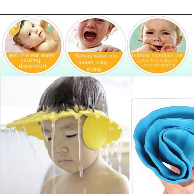 0378 Adjustable Safe Soft Baby Shower cap holeseller