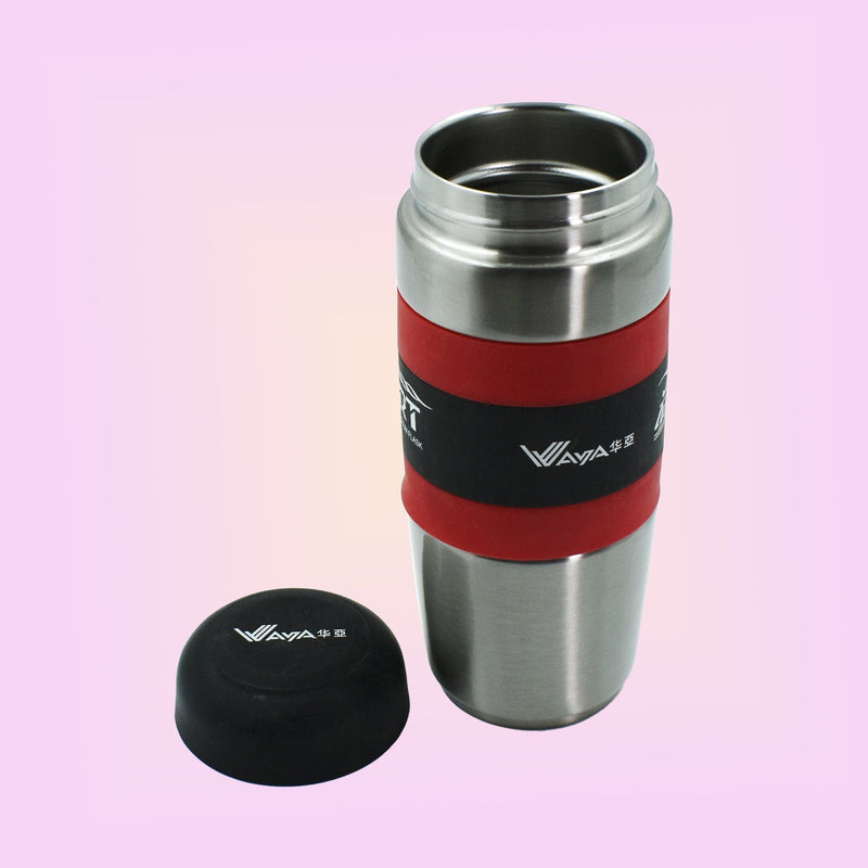 6846 Steel Travel Mug/Tumbler/Cup, Double Walled With Rubber Grip 500ml. DeoDap