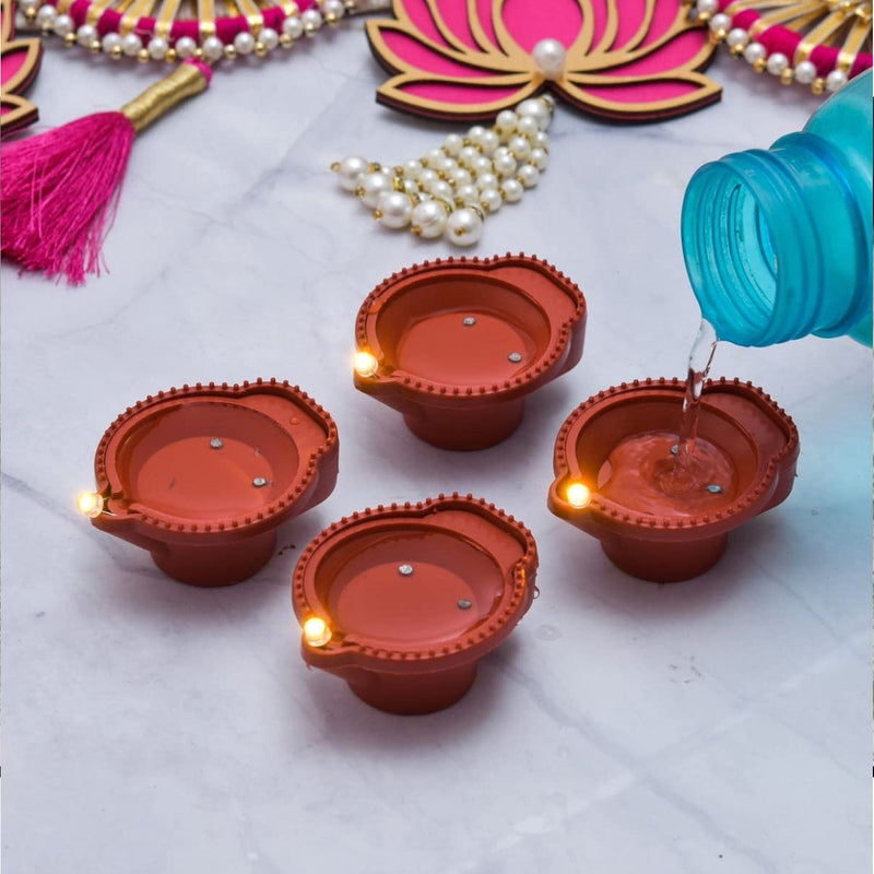 Water Sensor Diyas for Diwali Decoration | Diyas for Home Decoration| Diwali Decoration Items for Home Decor Diyas | Diwali LED Diyas Candle with Water Sensing Technology E-Diya (6Pc Set)