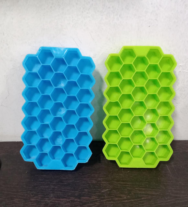 7161 Flexible Silicone Honeycomb Design 37 cavity Ice Cube Moulds Trays Small Cubes For Whiskey Tray For Fridge (Multicolor)