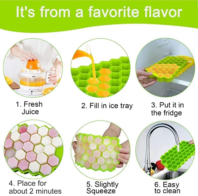 7161 Flexible Silicone Honeycomb Design 37 cavity Ice Cube Moulds Trays Small Cubes For Whiskey Tray For Fridge (Multicolor) DeoDap