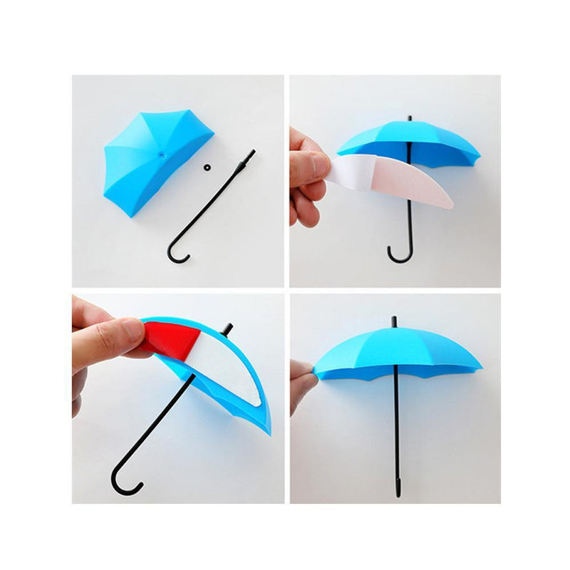 486_3pcs/set Cute Umbrella Wall Mount Key Holder Wall Hook Hanger Organizer Durable Wall hooks bathroom kitchen Umbrella Wall Hook DeoDap