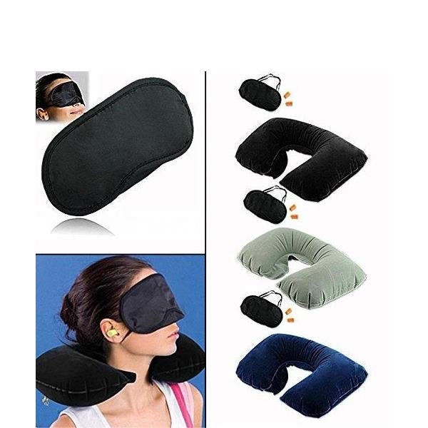 505 -3-in-1 Air Travel Kit with Pillow, Ear Buds & Eye Mask holeseller WITH BZ LOGO