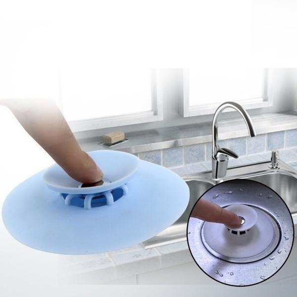 1163 Creative 2-in-1 Silicone Sewer Sink Sealer Cover Drainer (multicolour) DeoDap