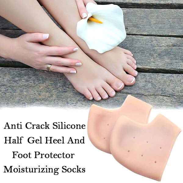 1475 Anti Crack Silicone Half Gel Heel And Foot Protector Moisturizing Socks DeoDap