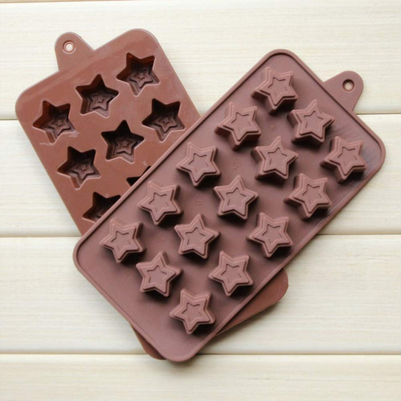 1189 Food Grade Non-Stick Reusable Silicone Star Shape 15 Cavity Chocolate Molds / Baking Trays DeoDap