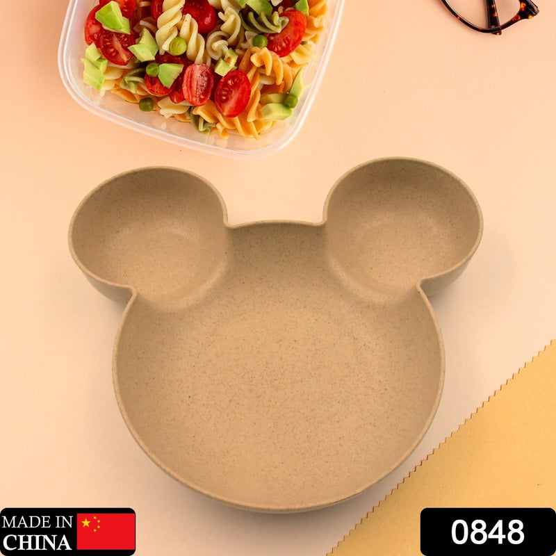 0848 Mickey Mouse Shape Plates for Kids, BPA Free, & Unbreakable Children’s Food Plate, Kids Bowl, Fruit Plate, Baby Cartoon Pie Bowl Plate, Tableware (1 Pc)