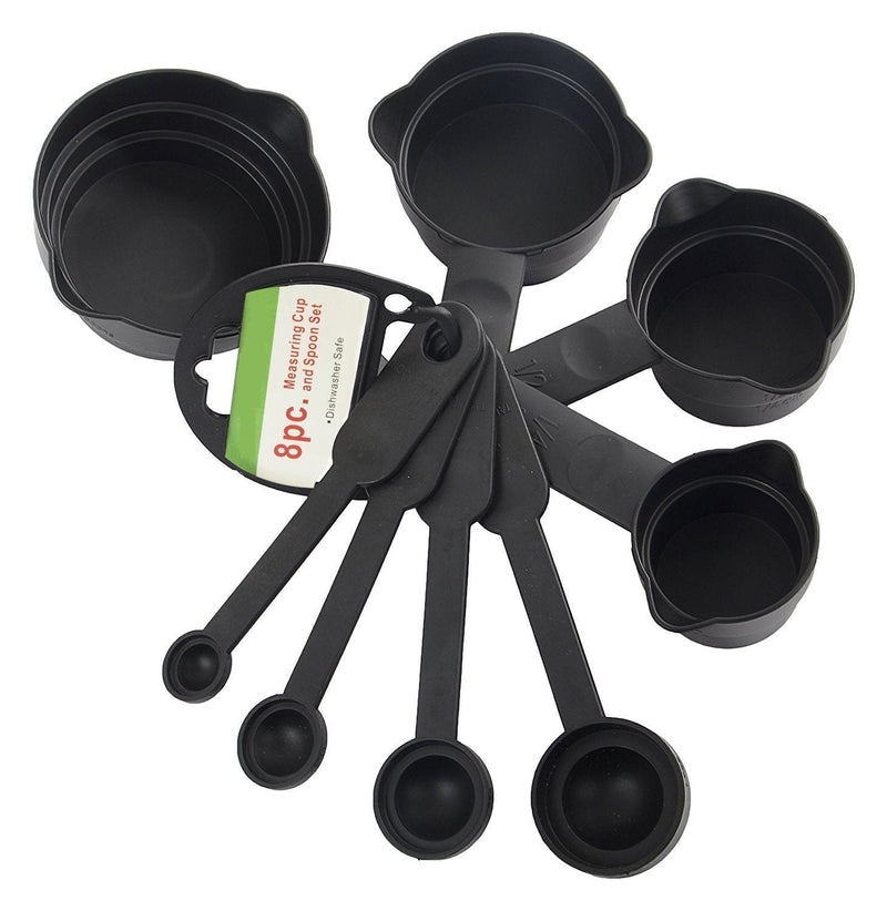 106 Plastic Measuring Cups and Spoons (8 Pcs, Black) holeseller