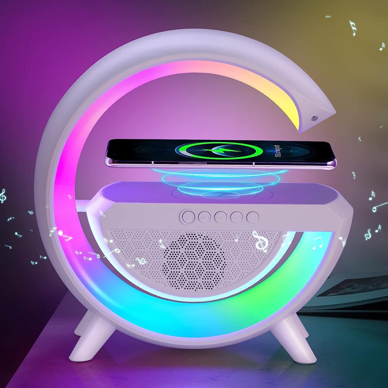 1301 3-in-1 Multi-Function LED Night Lamp with Bluetooth Speaker, Wireless Charging, for Bedroom for Music, Party and Mood Lighting - Perfect Gift for All Occasions  blootuth speaker (Media Player)