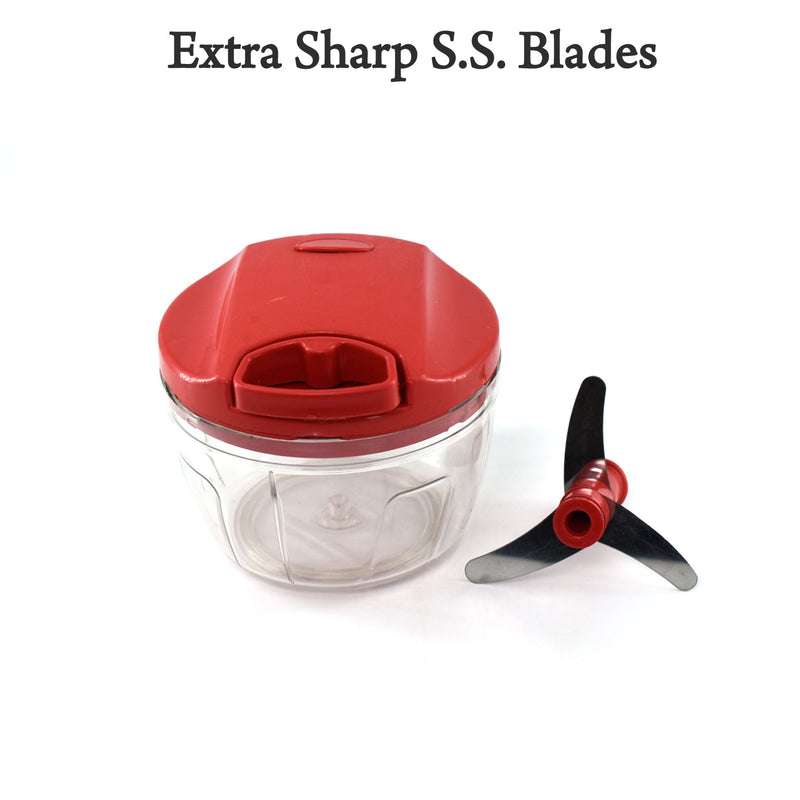 2283R Manual Red mini plastic food chopper with extra sharp blades (375 Ml)