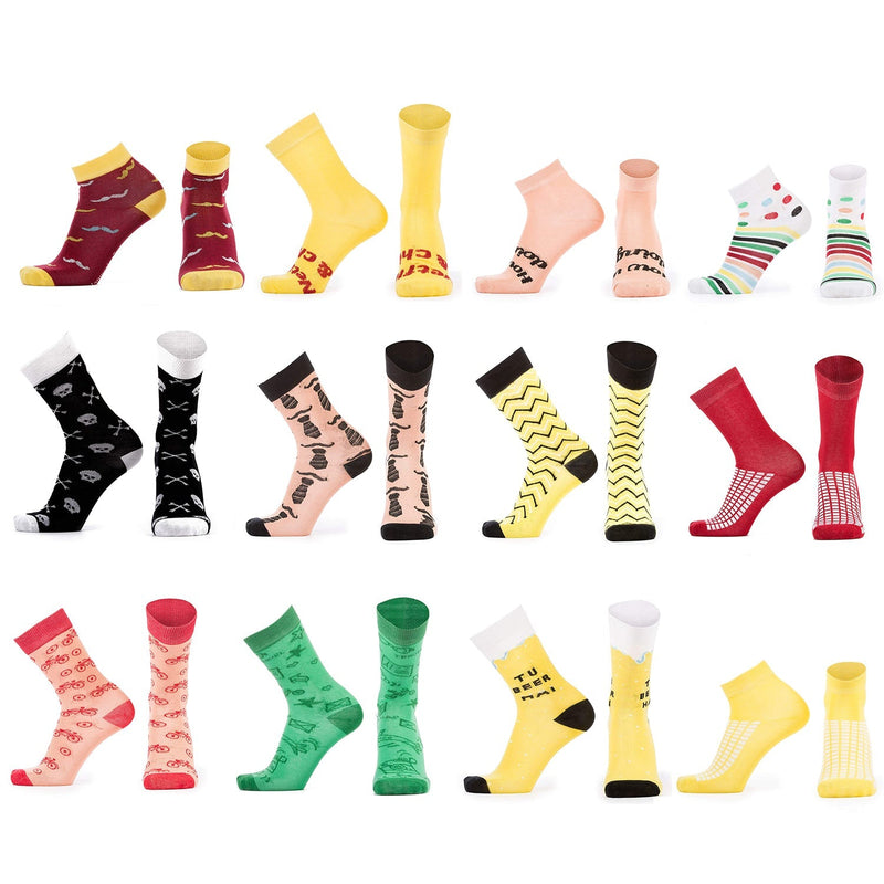 7349 Men's Pattern Dress Funky Fun Colorful Crew Socks 12 Assorted Patterns DeoDap