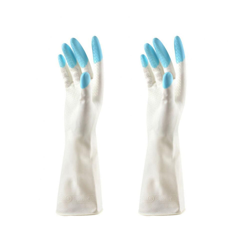 4934 Reusable Rubber Latex PVC Flock lined Elbow Length Hand Gloves cleaning gloves DeoDap